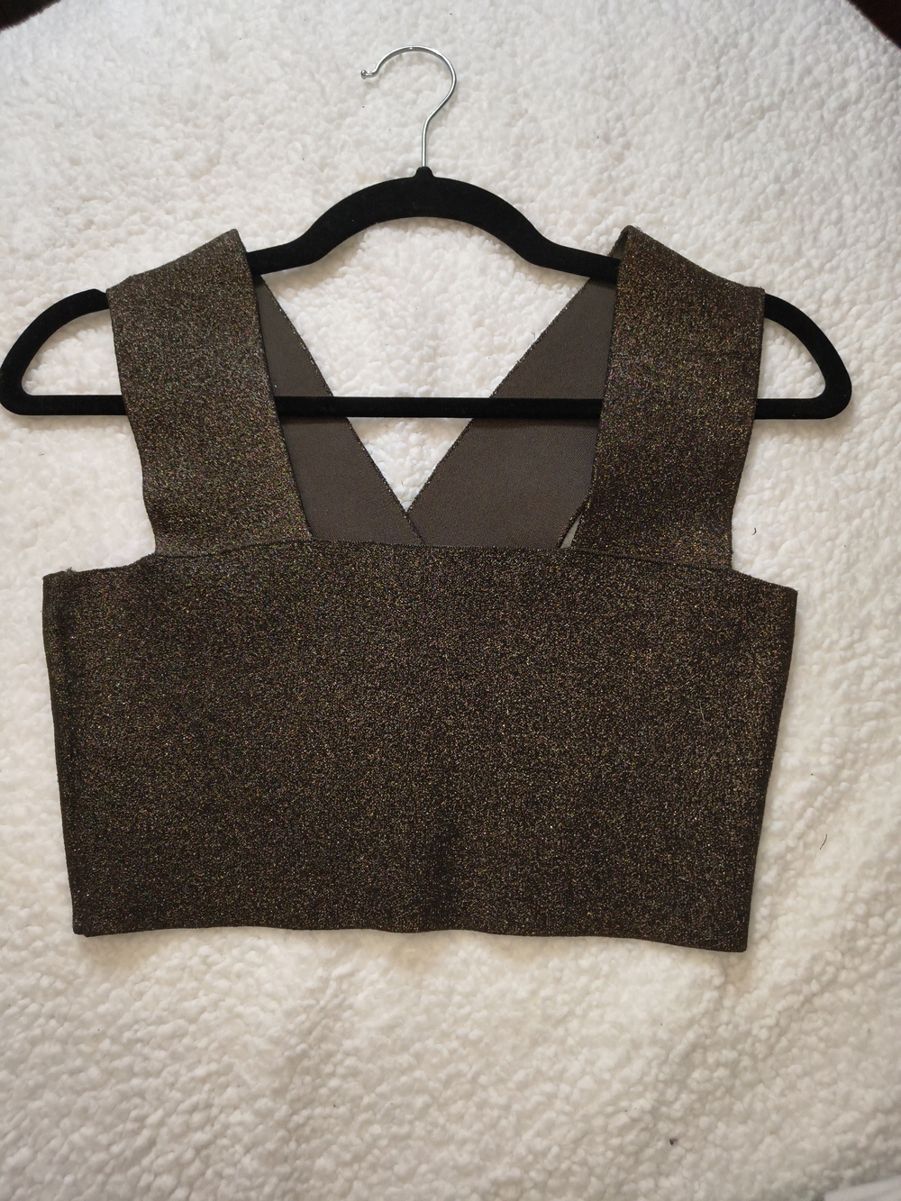 A.L.C. Metallic Bronze Square-Neck Crop Top